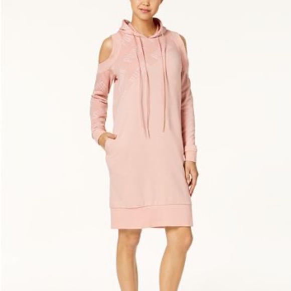 Puma Cold Shoulder Hoodie Dress Pink 